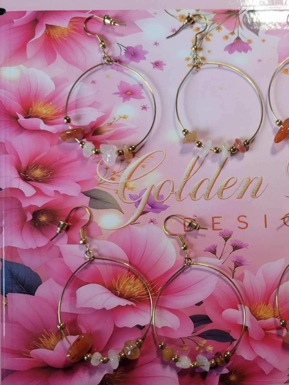 14K Gold Plated Quartz Drop Hoop Earrings (July Birthday)